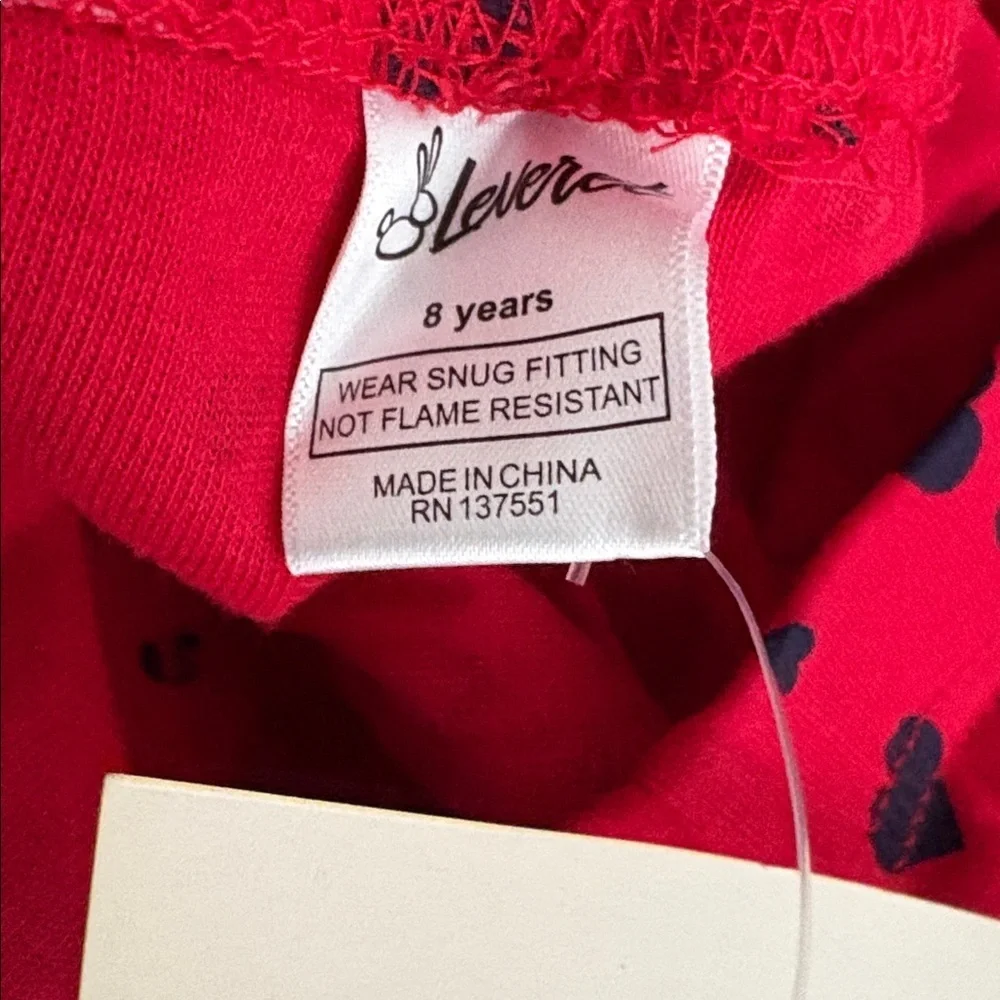 Leveret Red and Blue Cotton Heart Print Pajamas size 8 NEW